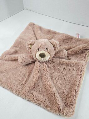Linzy Toys Brown Bear Lovey Plush Security Blanket Rattle Teddy Stuffed Animal